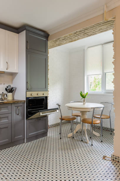 istock modern grey and white wooden kitchen interior 1152705761