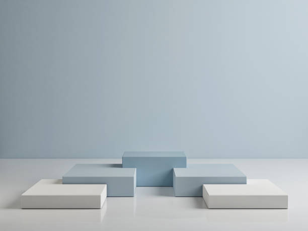 istock Mock up podium, abstract white and blue shape 1152710289