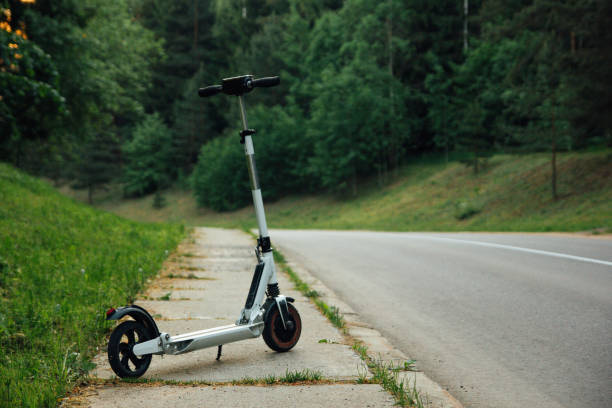 istock Electric scooter on asphalt bike path. ecological transport 1152710953