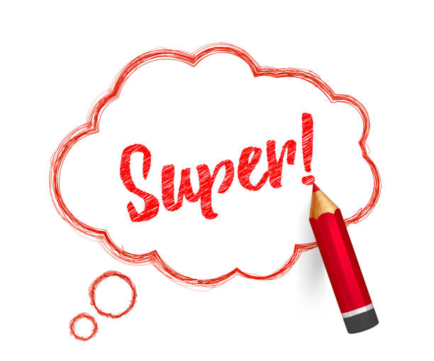 istock Speech bubble paint with pencil. Hand drawn banner with doodles of crayon and written short message Super 1152712438