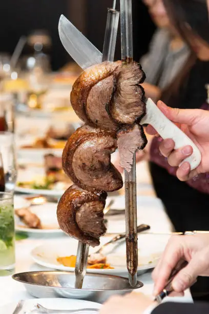 Dinner party at a Churrascaria