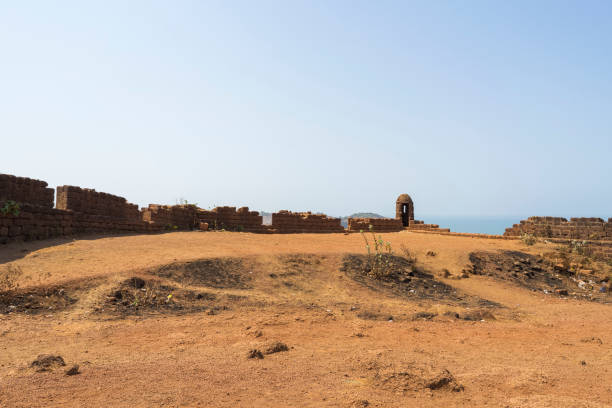 Chapora Fort in the northern Goa, India Anjuna, Goa / India - 04 03 2019, Chapora Fort in the northern Goa, India. Old ruins on top of hill. chapora fort stock pictures, royalty-free photos & images