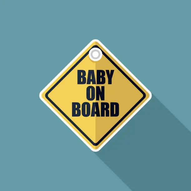 Vector illustration of Baby On Board Sign Pregnancy Icon