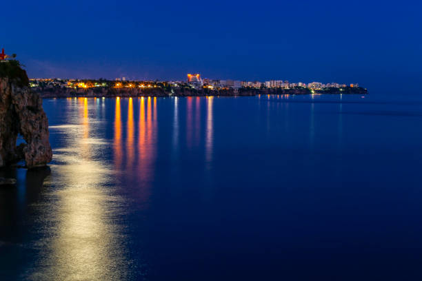 Antalya night view and Mediterranean