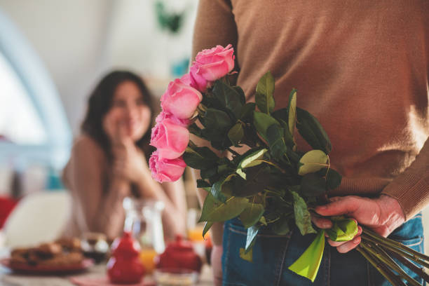 Bouquet of roses as a surprise