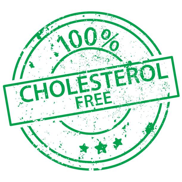 라운드 스탬프-100% 콜레스테롤 불포함 - cholesterol free stock illustrations