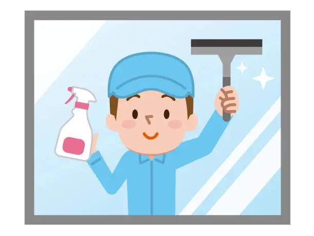 Vector illustration of Cleaning workers. Professional cleaning staff.