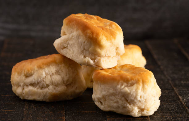 Homestyle Buttermilk Biscuits on a Rustic Wooden Table