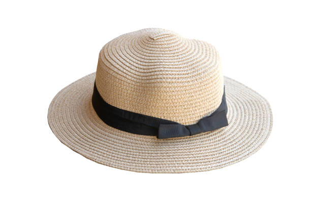 istock Vintage pretty straw hat isolated on white background. Beside view. 1152735691