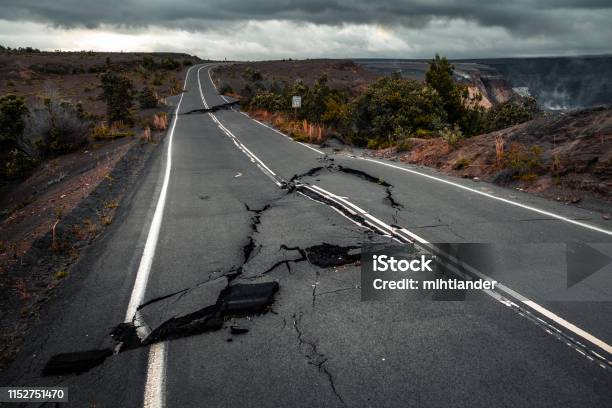 Damaged Asphalt Road Stock Photo - Download Image Now - Earthquake, Damaged, Broken