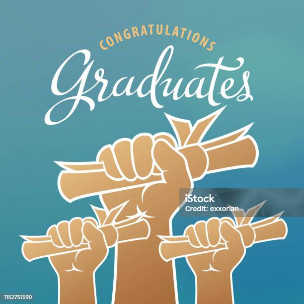 Graduates Holding Certificates Stock Illustration - Download Image Now - Graduation, Happiness, Achievement