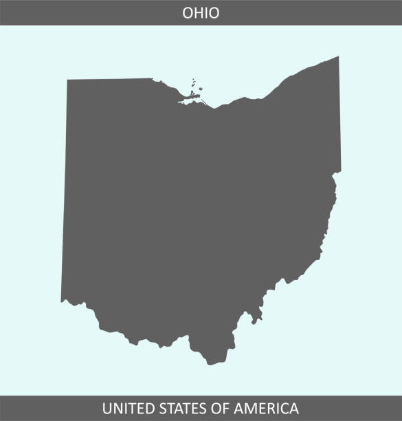 karte von ohio - elyria stock-grafiken, -clipart, -cartoons und -symbole