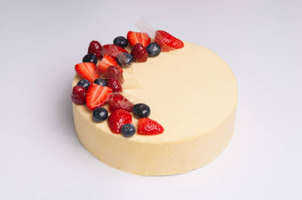 istock Close-up of appetizing cheesecake with berries 1152753378