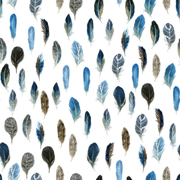 istock Seamless pattern with feathers. Drawn with watercolor, ink and pen. For fabric, paper, cards, invitations, envelopes, save the date and other. 1152753508