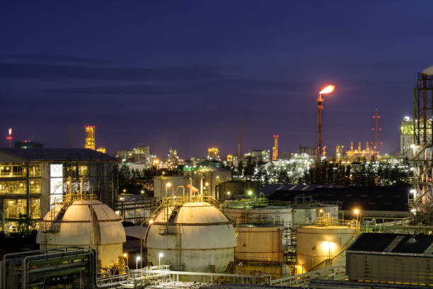 istock Petrochemical plant at night 1152754829