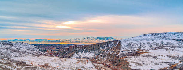 istock Stunning winter landscape with immense mountain under the cloudy sky 1152757213