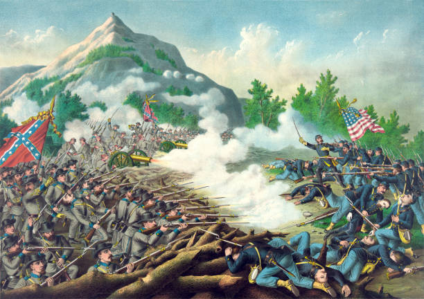 bitwa pod kennesaw mountain - confederate soldier stock illustrations