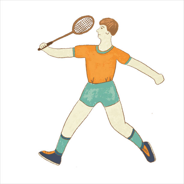 istock Man in badminton sport clothing cartoon character. 1152759794