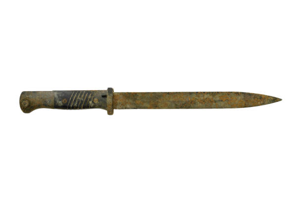 istock Very old and rusty military knife isolated on white background 1152765441