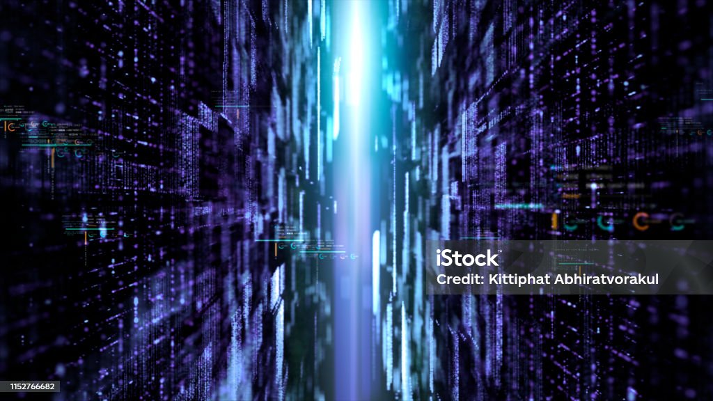 Futuristic Digital Abstract Matrix Particles Grid Stock Illustration ...