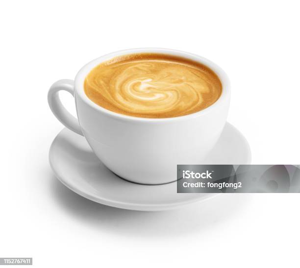 Cup Of Coffee Latte Isolated On White Background With Clipping Path Stock Photo - Download Image Now