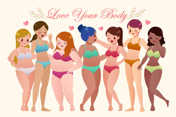 cintai tubuh anda - big size woman asian ilustrasi stok