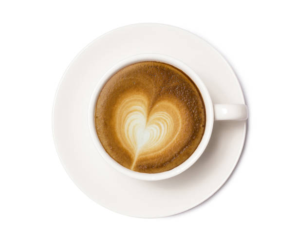istock coffee cup with heart sign, top view isolated on white background, with clipping path. 1152768607