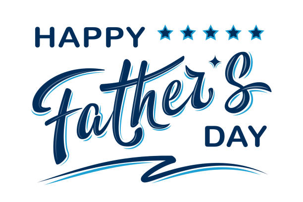stockillustraties, clipart, cartoons en iconen met happy vaderdag poster met handgeschreven belettering tekst - fathers day