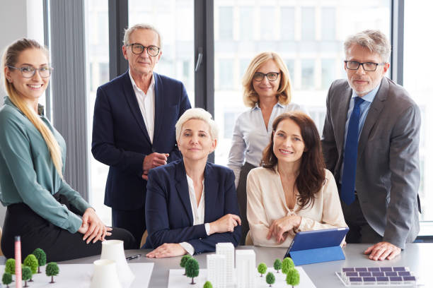Team of architects during business meeting