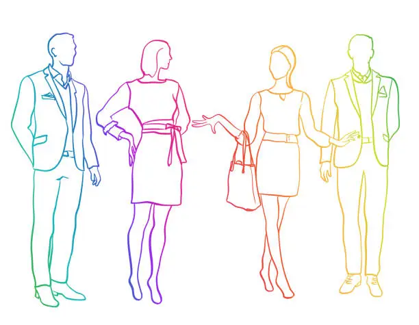 Vector illustration of Men And Women Mannequins Rainbow