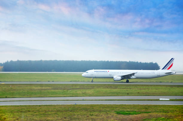 Airfrance airplane on a runway of Charles de Gaulle Airport in Paris, France