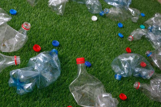 istock The concept of recycling plastic and environmental protection. Pet preforms for plastic bottles on the green grass. Artificial turf. 1152778479