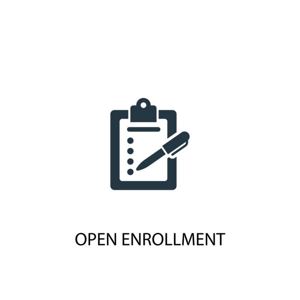 Open Enrollment icon. Simple element illustration. Open Enrollment concept symbol design. Can be used for web and mobile. Open Enrollment icon. Simple element illustration. Open Enrollment concept symbol design. Can be used for web and mobile. enrollment stock illustrations