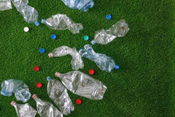 istock The concept of recycling plastic and environmental protection. Pet preforms for plastic bottles on the green grass. Artificial turf. 1152779938