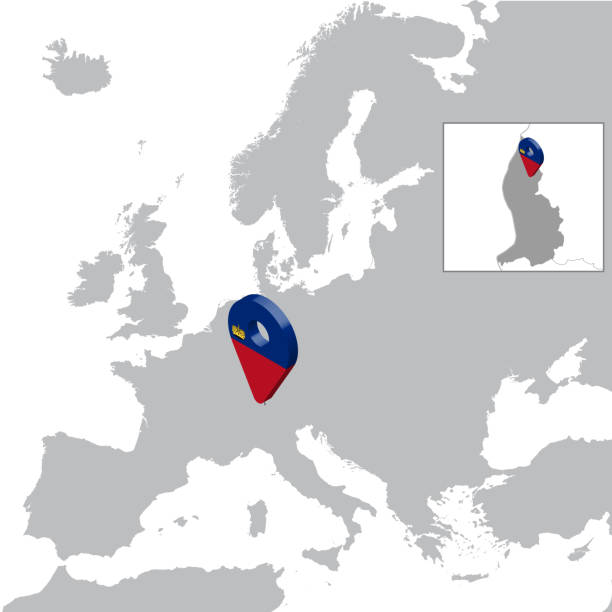 istock Liechtenstein Location Map on map Europe. 3d Liechtenstein flag map marker location pin. High quality map of Liechtenstein.  Vector illustration EPS10. 1152781499