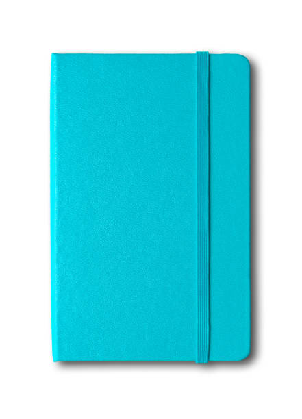 Aqua blue closed notebook isolated on white Aqua blue closed notebook mockup isolated on white moleskin stock pictures, royalty-free photos & images