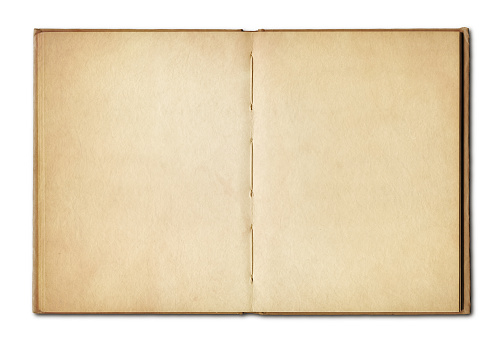 Old vintage open book isolated on white background