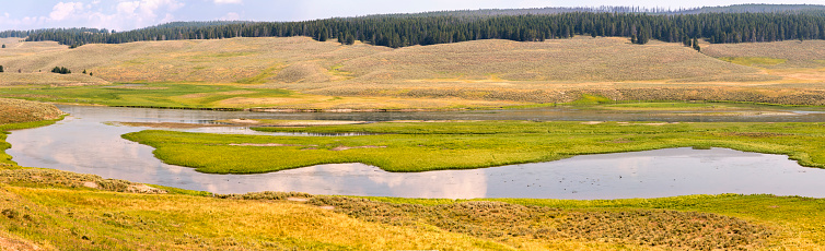 overview prairie and rivers in Yellowstone National Park in Wyoming