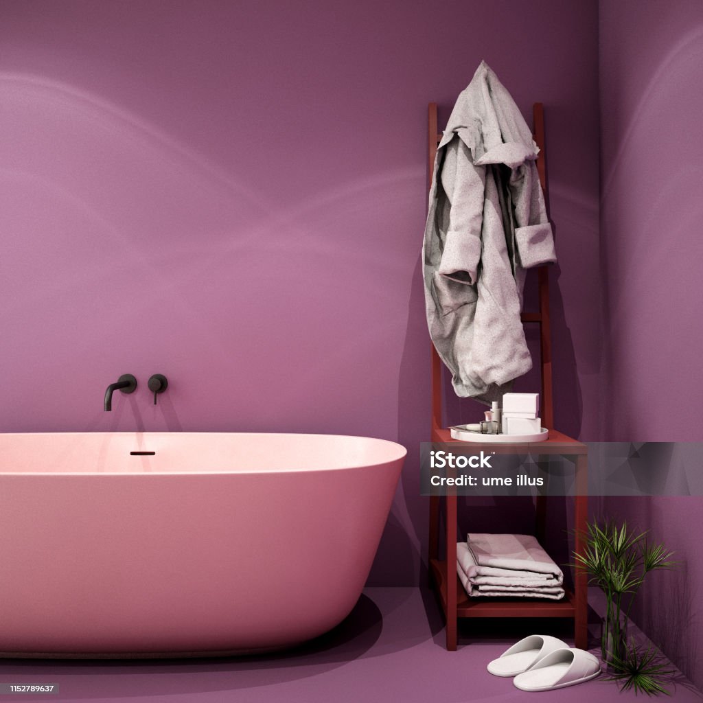Modern Bathroom Interior design,trend design 2019 ,3d rendering ,3d illustration 2019 Stock Photo