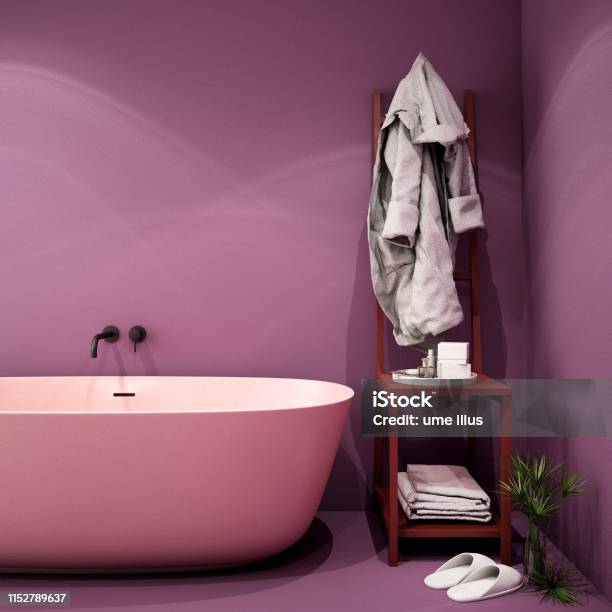 Modern Bathroom Interior Designtrend Design 2019 3d Rendering 3d Illustration Stock Photo - Download Image Now
