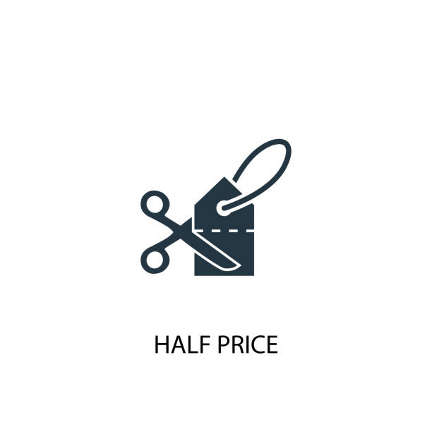 ilustrações de stock, clip art, desenhos animados e ícones de half price icon. simple element illustration. half price concept symbol design. can be used for web and mobile. - cut price