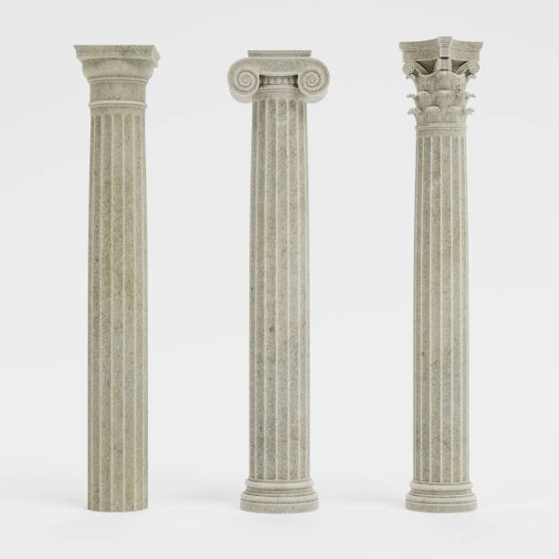 реалистичный 3d render колонн (дорик, ионный и коринфский) - corinthian column стоковые фото и изображения