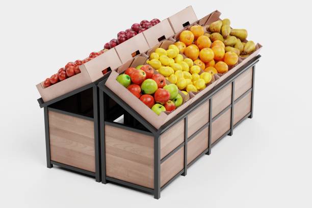 istock Realistic 3d Render of Stand with Food 1152795246