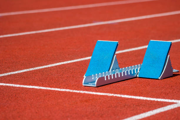 istock Close-Up Of Starting Block On Running Track 1152796269
