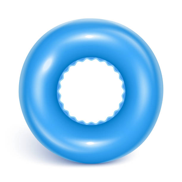 Light Blue Swimming Circle Light Blue Swimming Circle. Inflatable rubber toy for child safety. Realistic summer illustration. Lifebuoy. View from above. Isolated on white background Vector illustration inner tube stock illustrations