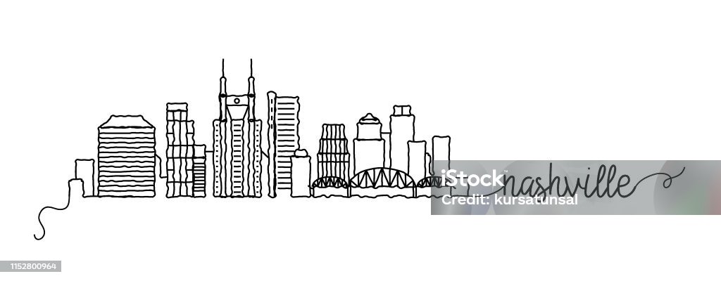 Nashville City Skyline Doodle Sign Nashville stock vector