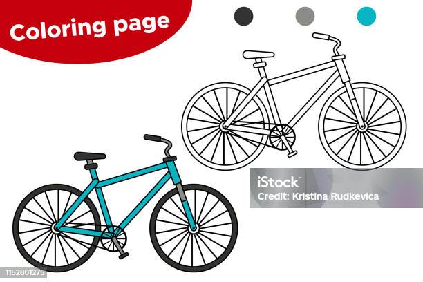 Coloring Page For Children Cartoon Bicycle Stock Illustration - Download Image Now - Bicycle, Coloring, Motorcycle