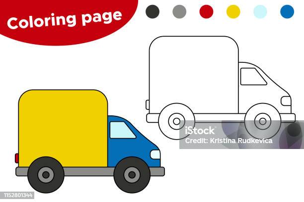 Coloring Page For Kids Vector Cartoon Truck Stock Illustration - Download Image Now - Book, Cartoon, Cheerful