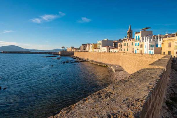 Alghero (L'Alguer), province of Sassari , Sardinia, Italy.  Famous for the beauty of its coast and beaches and its historical city center. stock photo