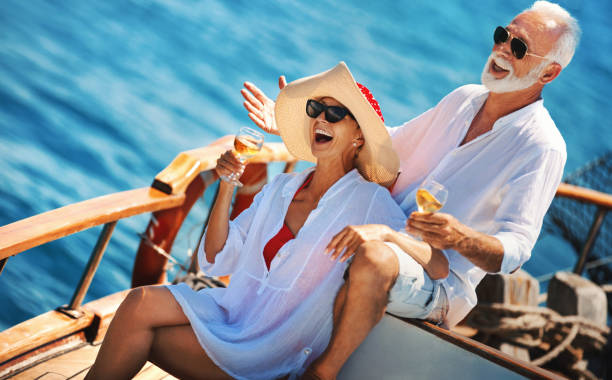 istock Senior couple on a sailing cruise. 1152803615